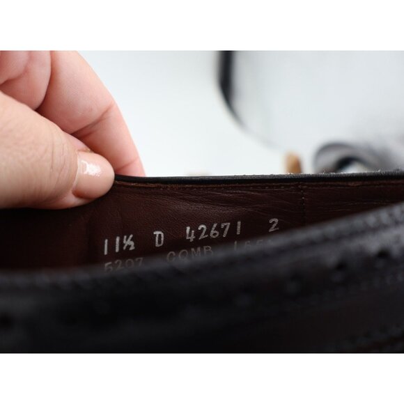 Allen Edmonds Men's Sanford Oxford Size 11.5 D Cap Toe Brogue Dress Shoe Black - Picture 10 of 11